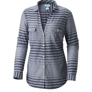 COLUMBIA PFG Sun Drifter Striped Button-Up Shirt Sz S